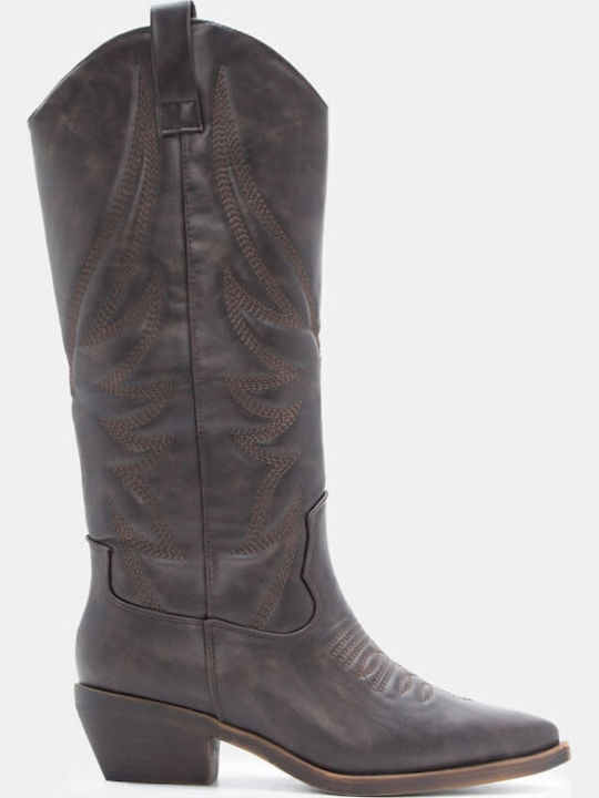 Women's Cowboy Boots with Medium Heel Brown