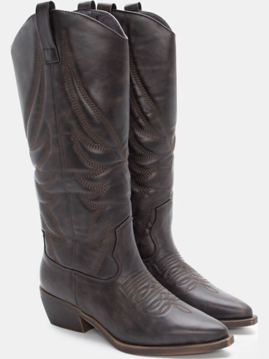 Women's Cowboy Boots with Medium Heel Brown