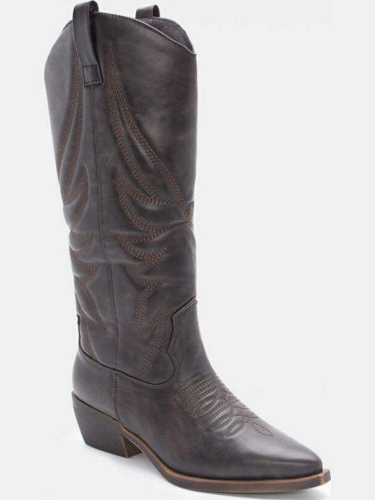Women's Cowboy Boots with Medium Heel Brown