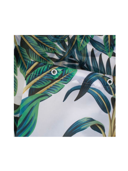 Shower Curtain 180x180cm White Green Large Tropical Leaves