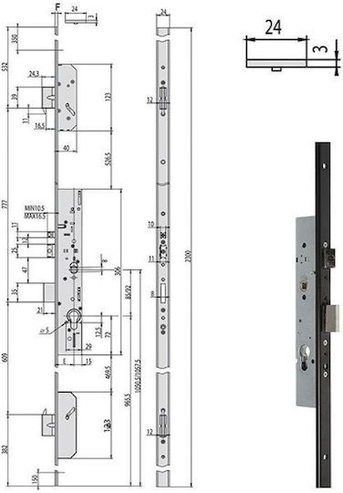 Cisa Multitop 49526 Gear Lock 3 Points Metal Doors 35mm