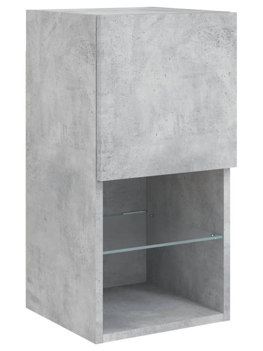 Living Room TV Unit with Showcase & Lighting Grey Rock