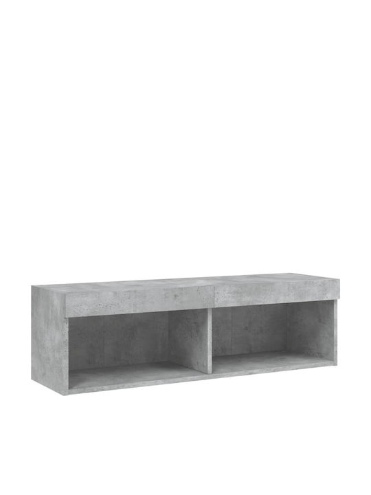 Living Room TV Unit with Showcase & Lighting Grey Rock