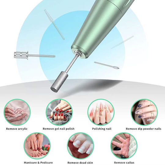 Portable Nail Drill Battery 35W Purple with 30000 Rotations per Minute