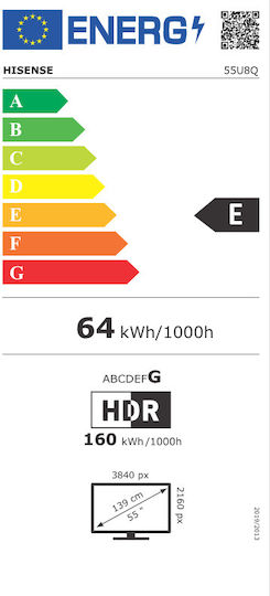 Hisense Smart Τηλεόραση 55" 4K UHD Mini LED 55U8Q (2025)