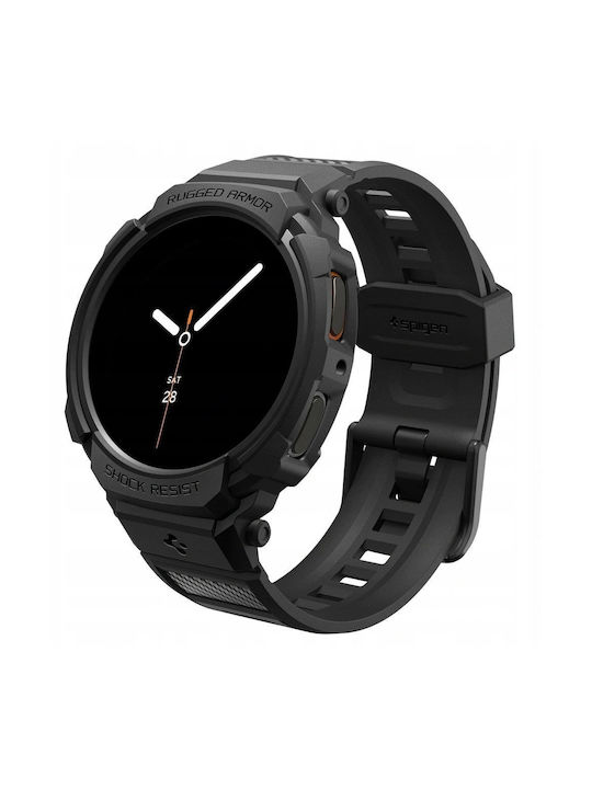 Spigen Rugged Armor Pro Silikonhülle in Schwarz Farbe für Samsung Galaxy Watch 8 44 mm