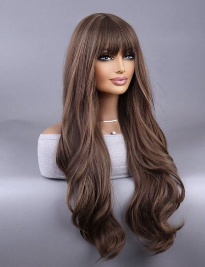 Hair Duty Wig with Synthetic Hair in Chestnut Color 80cm