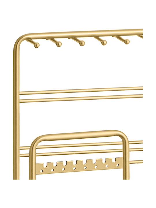 Songmics Σταντ Κοσμημάτων Μεταλλικό Χρυσό 19.6x11.5x30.8cm