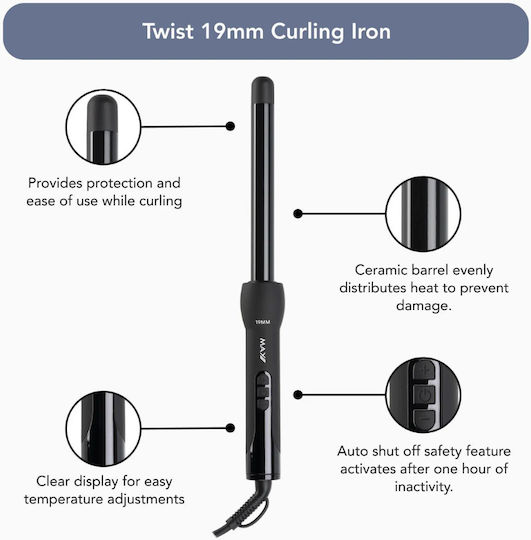 Max Pro Twist 19mm Curling Iron Hair Curling Iron 19mm MXPRO006