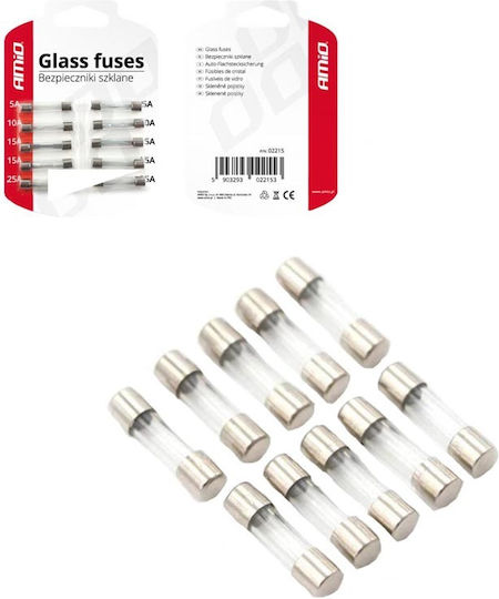 AMiO Car Fuse Set Glass Rounds 10pcs
