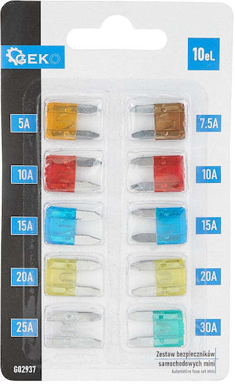 Set Mini Siguranțe Auto 10 Bucăți Geko G02937