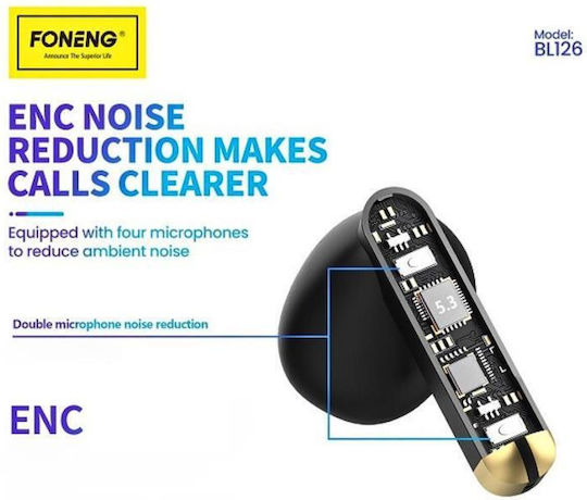 Foneng BL126 Earbud Bluetooth Handsfree Căști cu Carcasă de Încărcare Alb