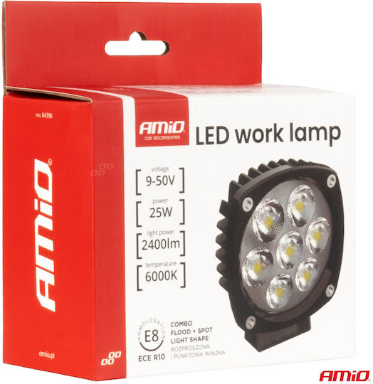 Halogen Work Lamp Led Spotlight 25w Combo 12v 24v Amio-04396