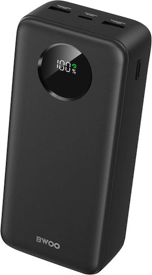 BWOO BO-P64 Power Bank 30000mAh 22.5W με 2 Θύρες USB-A και Θύρα USB-C Μαύρο