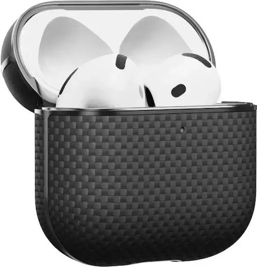 Pitaka Aramid Fiber Magnetic Case Compatible with Apple AirPods 4 Black Gray