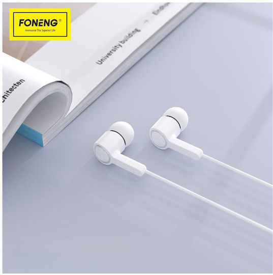 Foneng T57 In-ear Handsfree με Βύσμα 3.5mm Λευκό