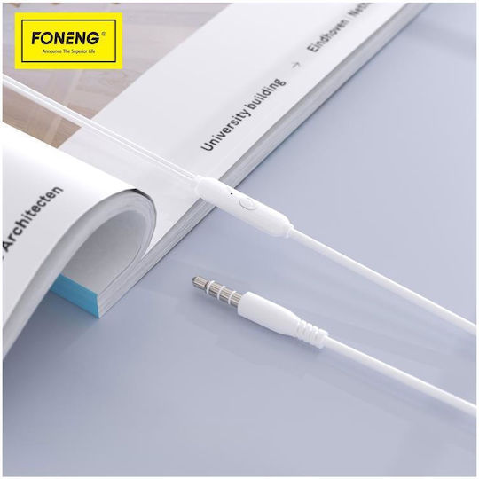 Foneng T57 In-ear Handsfree με Βύσμα 3.5mm Λευκό