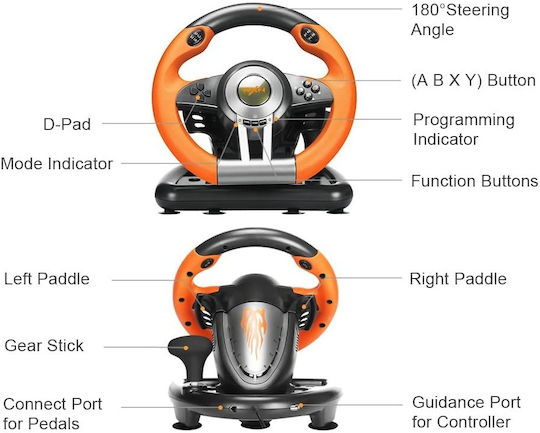 PXN-V3PRO Steering Wheel with Pedals for PC / PS3 / PS4 / Switch / XBOX One / Xbox Series X/S