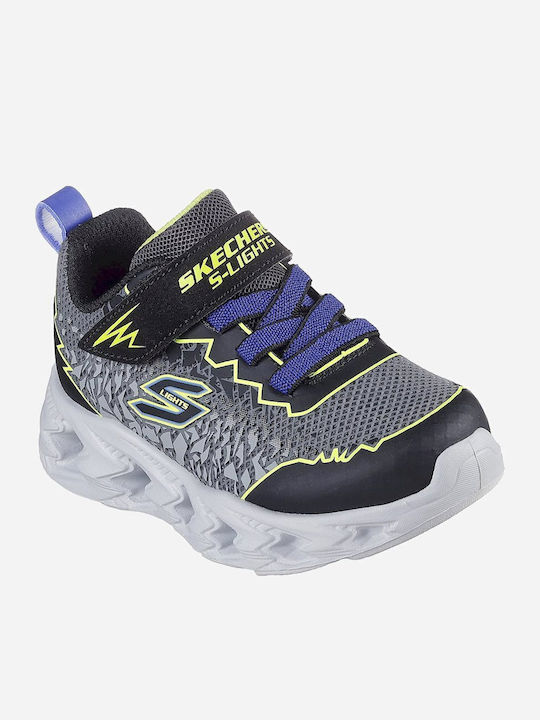 Kids Sneakers with Hoop & Loop Closure & Lights Gray