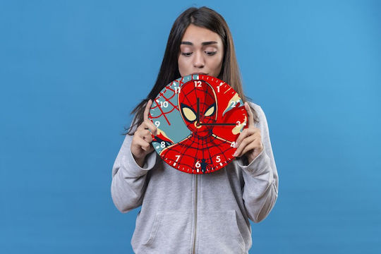 Koupakoupa Παιδικό Ρολόι Τοίχου Spiderman Kid Ξύλινο 20εκ.