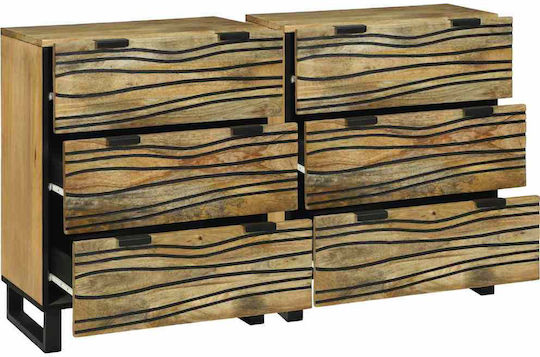 Chest of Drawers of Solid Wood Coffee 60x33.5x75cm