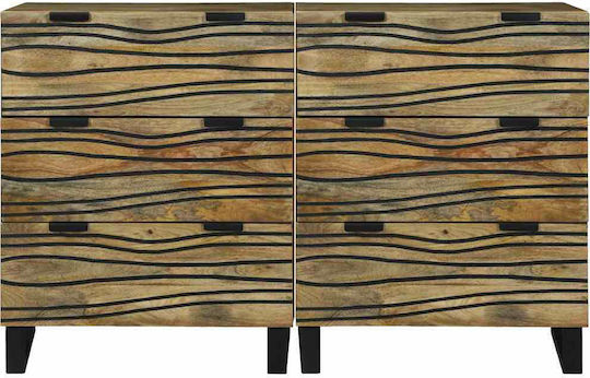Chest of Drawers of Solid Wood Coffee 60x33.5x75cm
