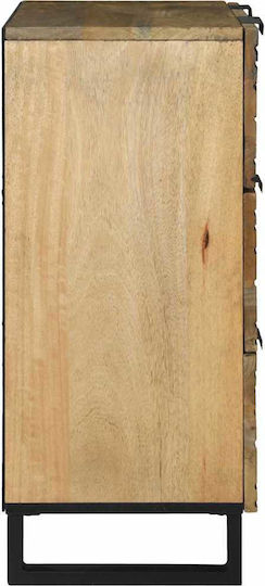 Chest of Drawers of Solid Wood Coffee 60x33.5x75cm