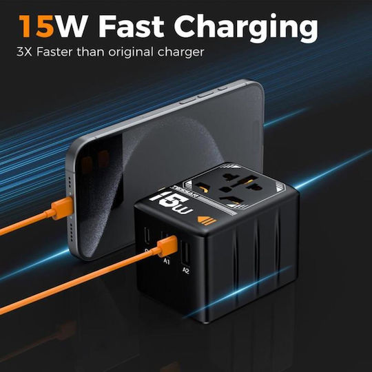 Tessan 15W Адаптер За Контакт Universal С 2 USB Порта