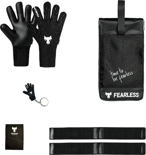 Fearless Goalkeepers Wolf Pro+ Adults & Kids Goalkeeper Gloves Black Onyx Black