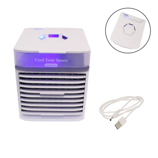 Andowl Q-cool6 Ανεμιστηράκι USB με Νερό και Φωτισμό 10W Λευκό