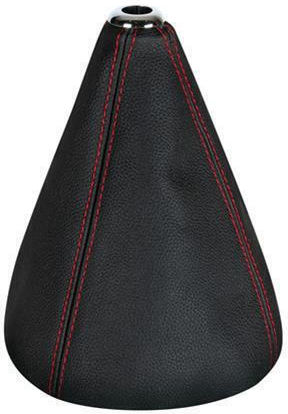 Premium Sport Gear Shift Boot Perforated Synthetic Leather Black Color Red Stitching