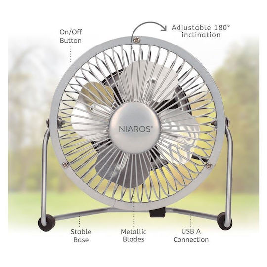 Niaros Вентилатор USB Сив 005000729
