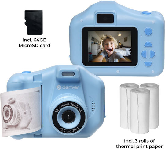 Denver KPC-1370 Compact Φωτογραφική Μηχανή 48MP με Οθόνη 2.8" και Ανάλυση Video Full HD (1080p) Θερμικής Εκτύπωσης Μπλε