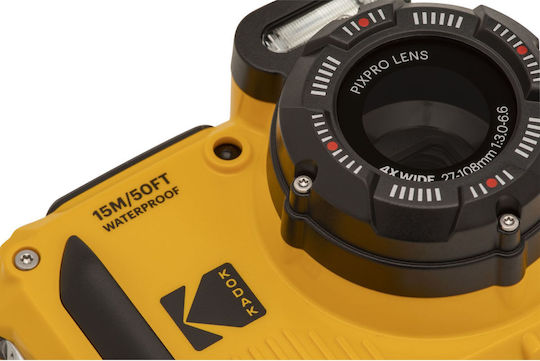 Kodak WPZ2 Compact Φωτογραφική Μηχανή 16MP Full HD (1080p) Οπτικού Ζουμ 4x Κίτρινη