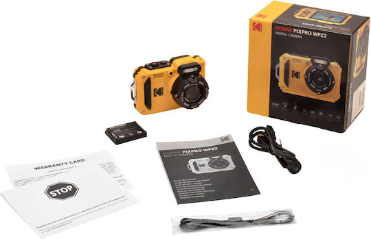 Kodak WPZ2 Compact Φωτογραφική Μηχανή 16MP Full HD (1080p) Οπτικού Ζουμ 4x Κίτρινη