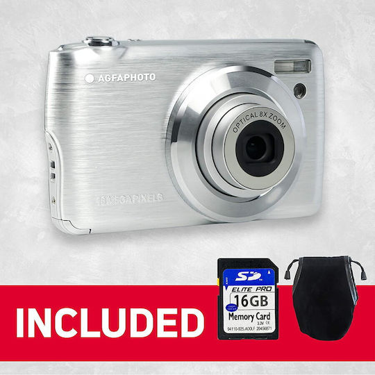 AgfaPhoto Realishot Dc8200 Compact Φωτογραφική Μηχανή 18MP Οπτικού Ζουμ 8x με Οθόνη 2.7" και Ανάλυση Video Full HD (1080p) Ασημί