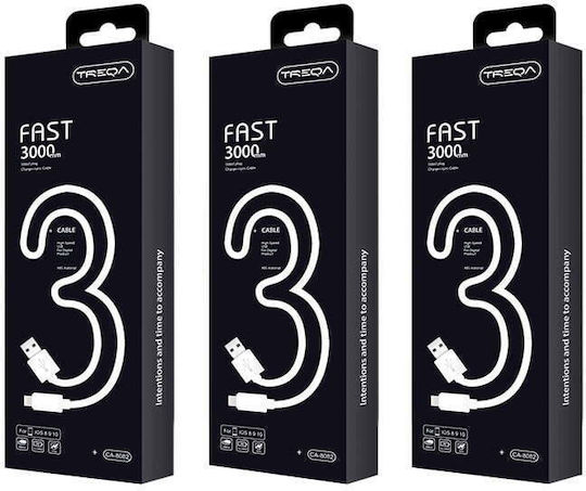 Treqa USB 3.0 Cable USB-C Male - USB-A White 3m CA-8083
