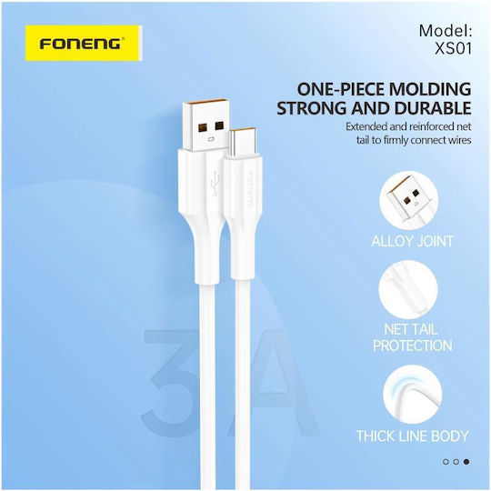 Foneng USB-C to Lightning Cable 27W Λευκό 1m