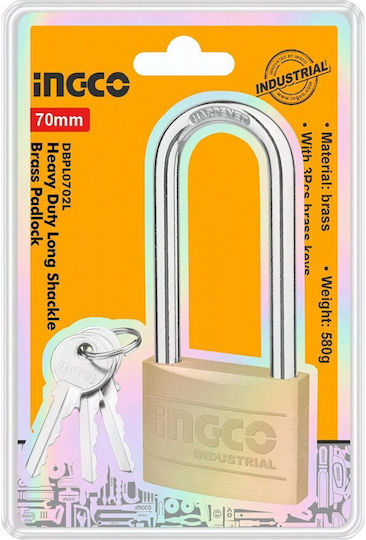Ingco Bronze Vorhängeschloss Verlängert mit Schlüssel 70mm 1Stück