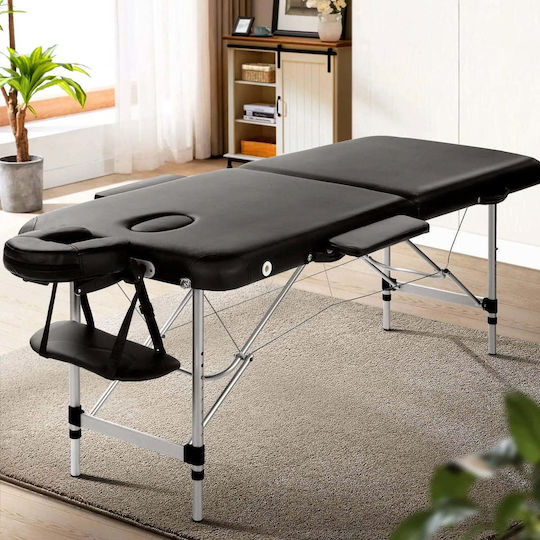 GlobalExpress Aluminum Portable/Folding Black Massage and Physiotherapy Bed 180x60cm