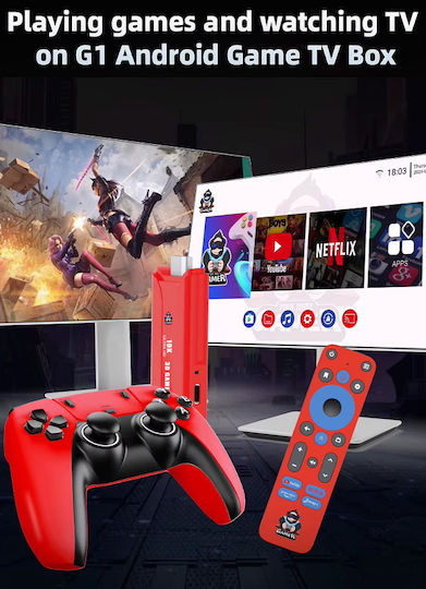 Φορητή Κονσόλα Παιχνιδιών Stick & Android Tv Box 2 Χειριστήρια G1 812938 Tradesor