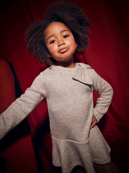Children's Dress Long Sleeve Knitted Dark Beige