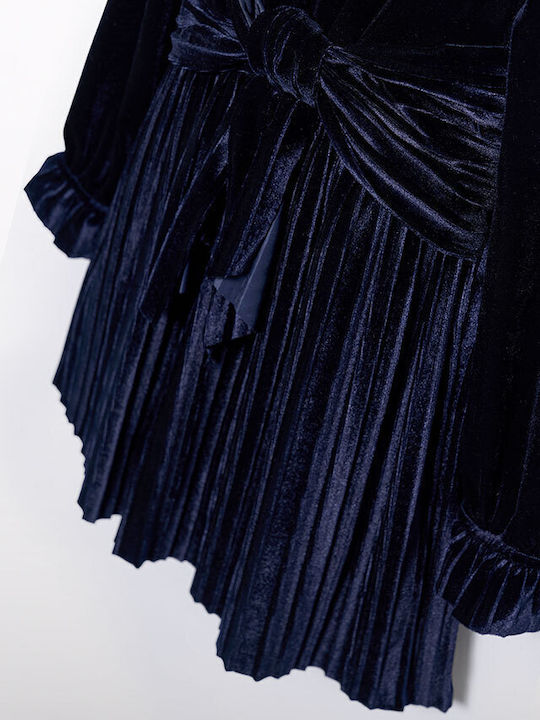 Rochie pentru Copii Mânecă lungă Catifea Navy Blue