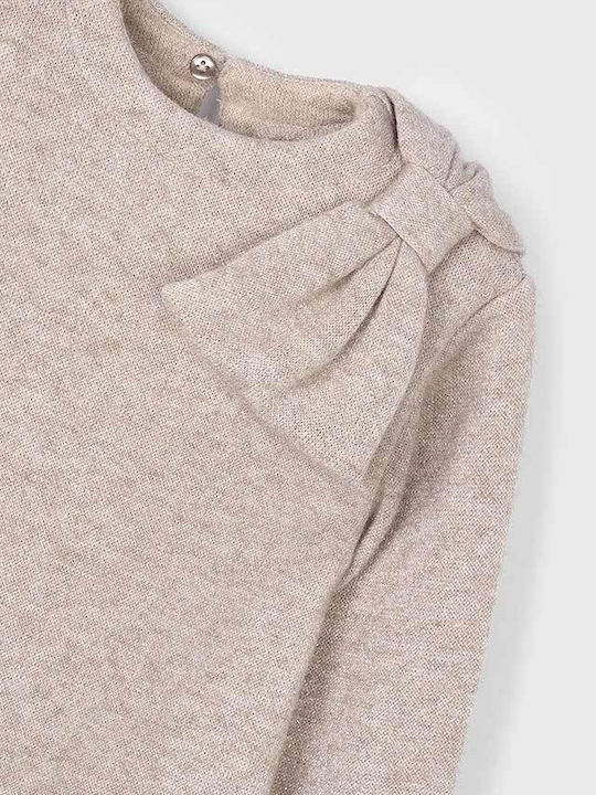 Children's Dress Long Sleeve Knitted Dark Beige