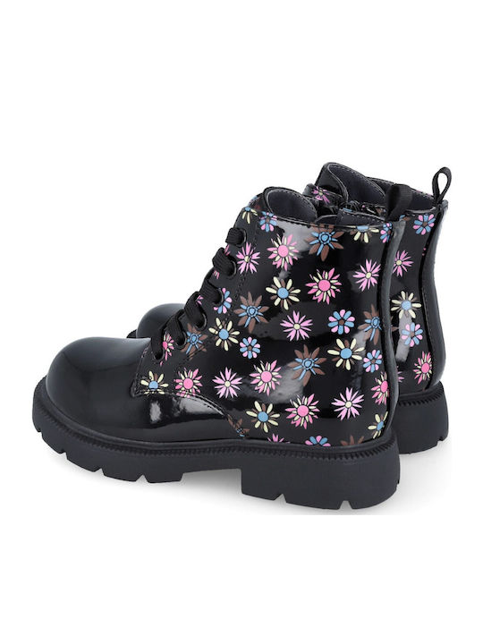Kids Boots from Patent Leather with Zipper Black
