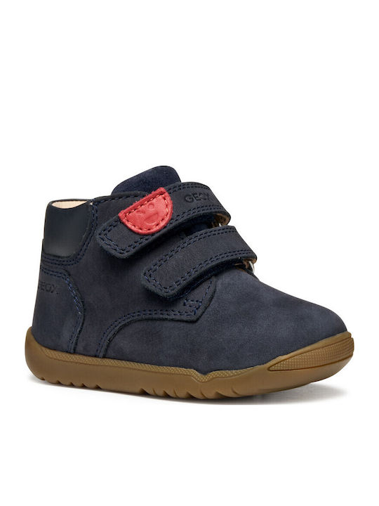 B Macchia Lederne Kinderstiefeletten mit Klettverschluss Blau