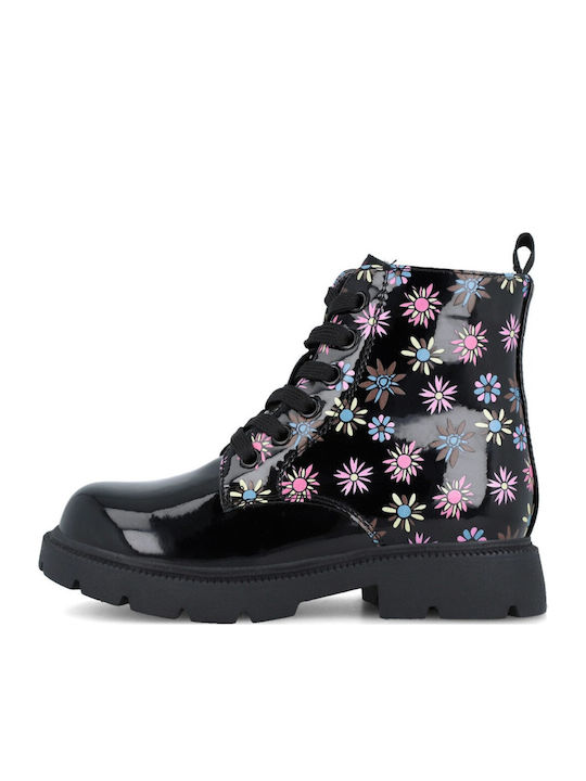 Kids Boots from Patent Leather with Zipper Black