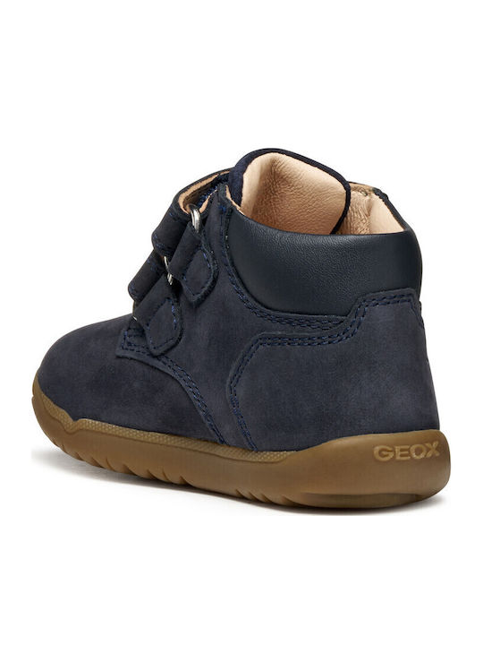 B Macchia Lederne Kinderstiefeletten mit Klettverschluss Blau