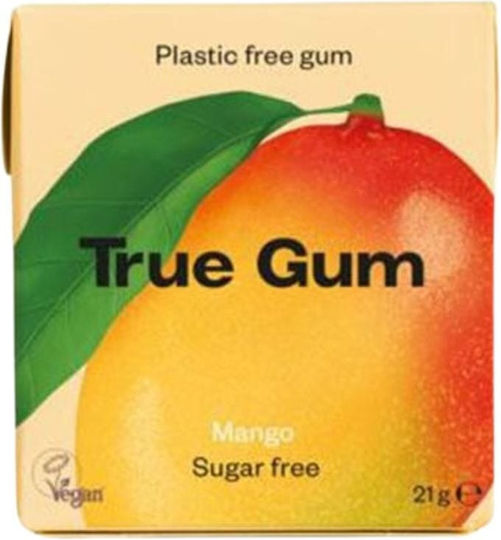 True Gum Chewing gum with Flavor Mango Organic No Added Sugar Vegan 1pcs 21gr