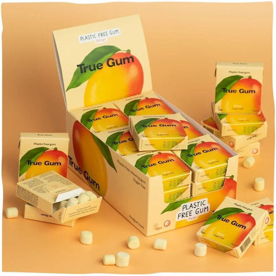 True Gum Chewing gum with Flavor Mango Organic No Added Sugar Vegan 1pcs 21gr